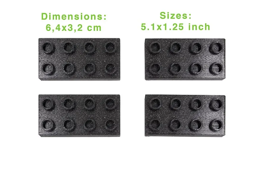 Briques penchées noires avec leurs dimensions : 6,4 × 3,2 cm