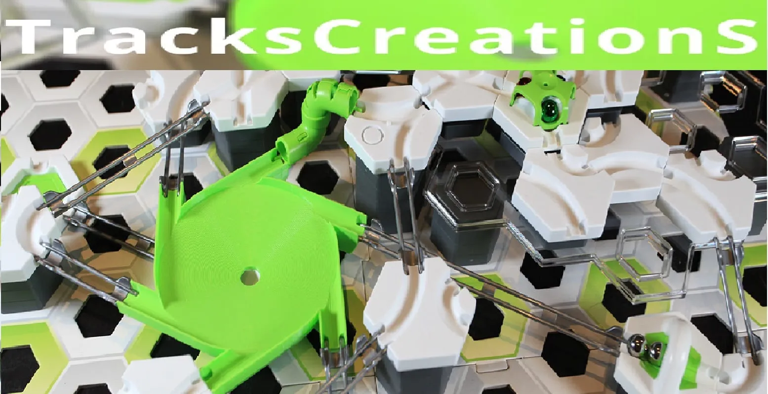 Circuit TracksCreationS : décor de pièces GraviTrax et Duplo imprimées en 3D