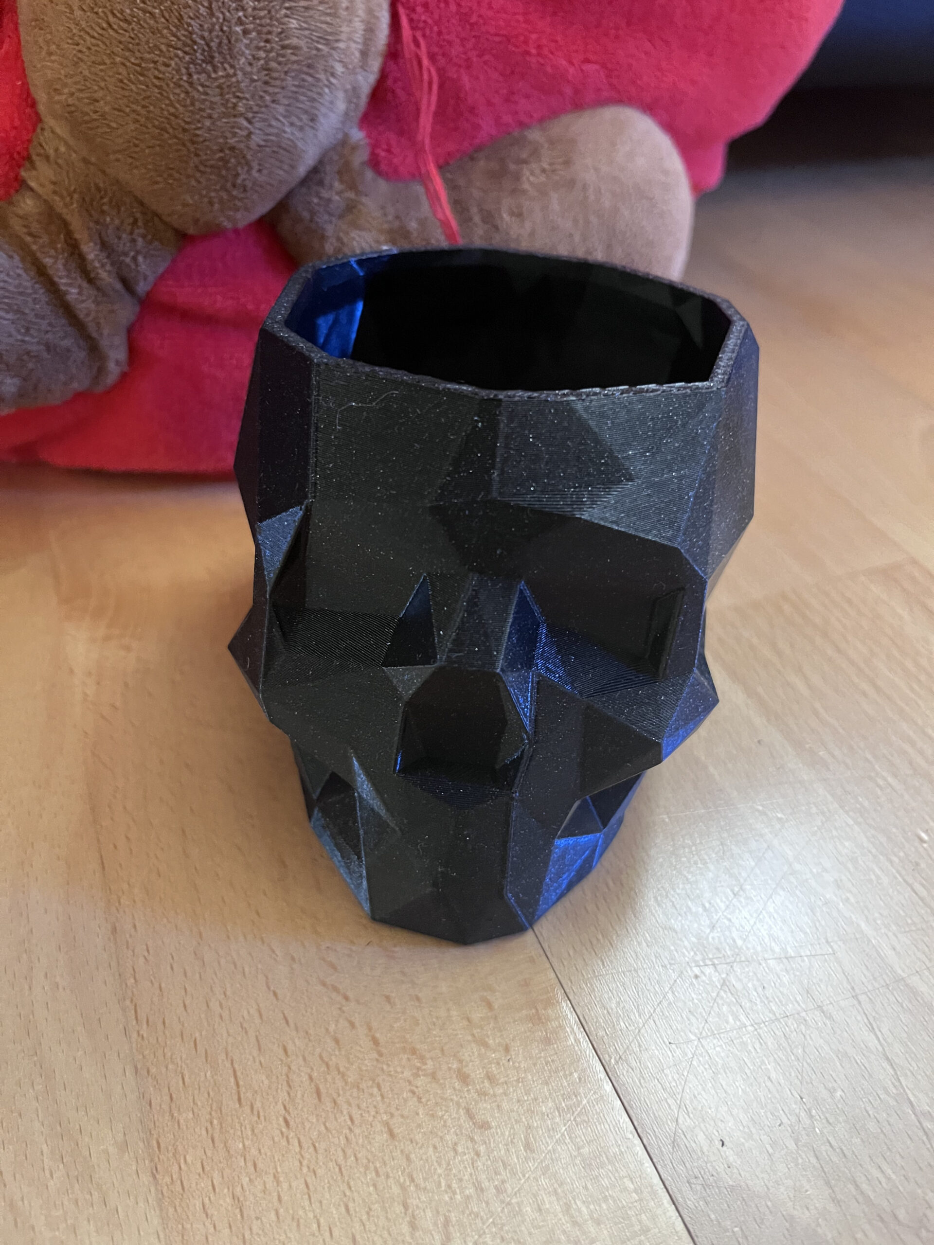 Pot Crâne Low Poly Noir – Tête de Mort – Pot à Crayons / Cache Pot – Image 8